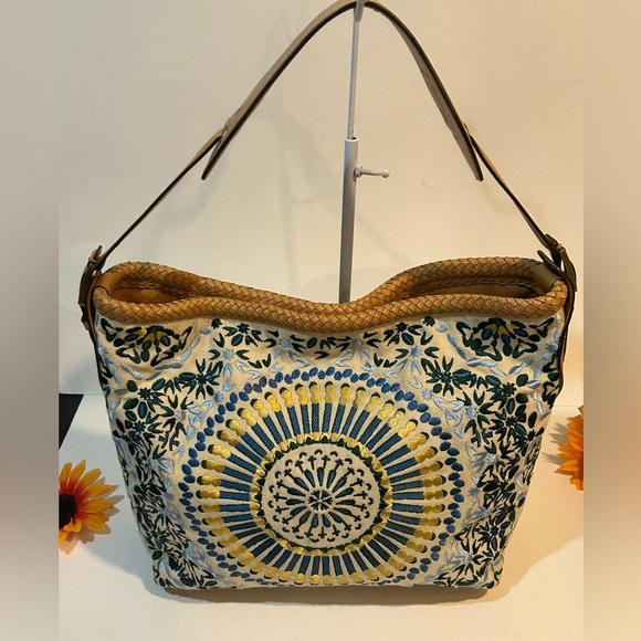 Cole Hann Embroidered Leather Tote Bag with Floral Design - Picture 8 of 9
